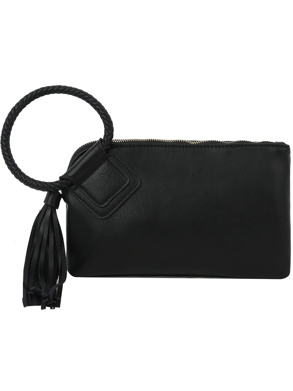 Clutch‎ Purse Wristlet w/Hand Strap vegan leather black vacation bohemian